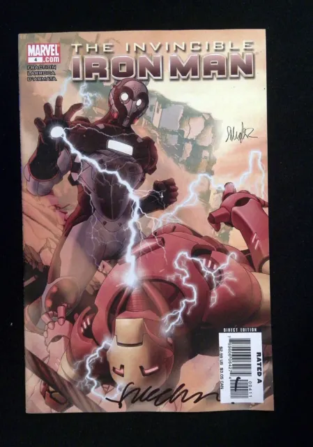 Invincible Iron Man #4  Marvel Comics 2008 Vf+  Signed By Matt Fraction