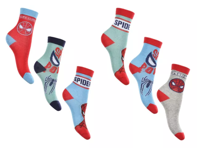 Kids Boys Socks Officially Licensed Marvel Spider-Man Calf Socks 3 Pack Set