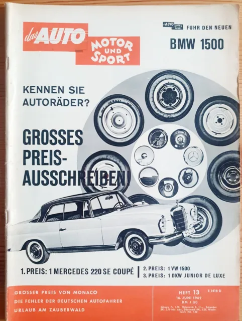 Auto Motor und Sport● Zeitschrift Nr. 13 / Juni 1962 ●GP Formel 1 von Monaco ●