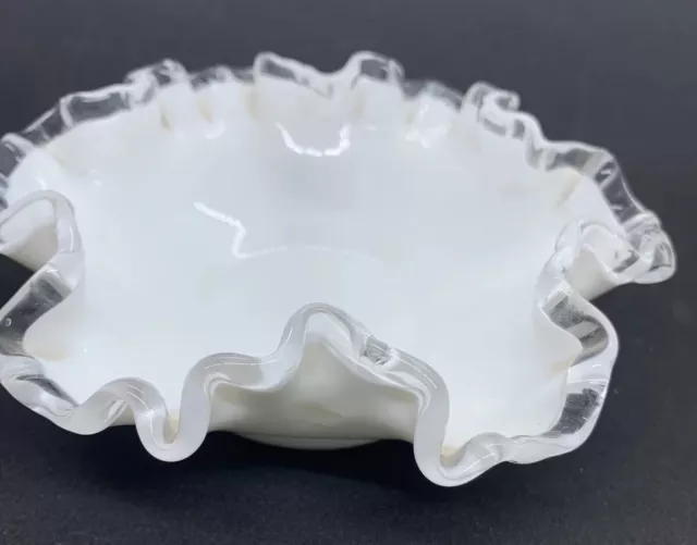 Fenton Ruffled Silver Crest Small Trinket Dish Bowl