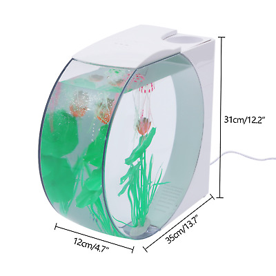 Portable Desktop 10L Aquarium Fish Tank Betta Bowl w/ Landscape Self-circulating 2