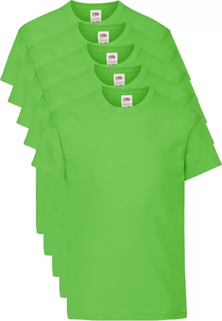 5pz T-Shirt Fruit of the Loom verde lime Unisex-Bambini e Ragazzi