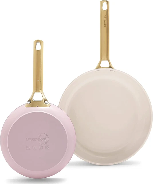 Juego de sartenes antiadherentes de cerámica dura anodizada saludable de 8"" y 10"" Reserve