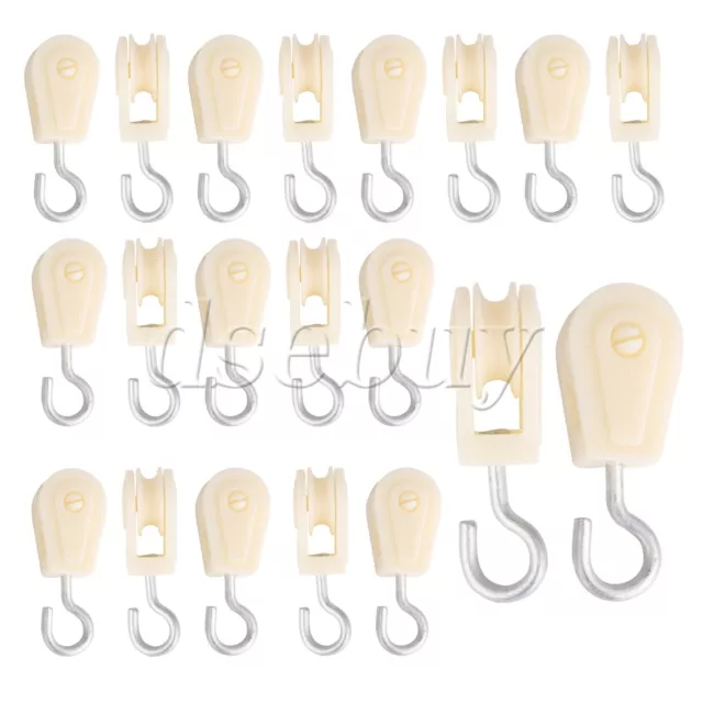 20Pieces Swivel Single Pulley Snap Hook Clip Roller for Lifting Rope 60x22mm