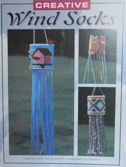 Creative Plastic Canvas WIND SOCKS 7 Patterns Charts Leisure Arts Book 1994