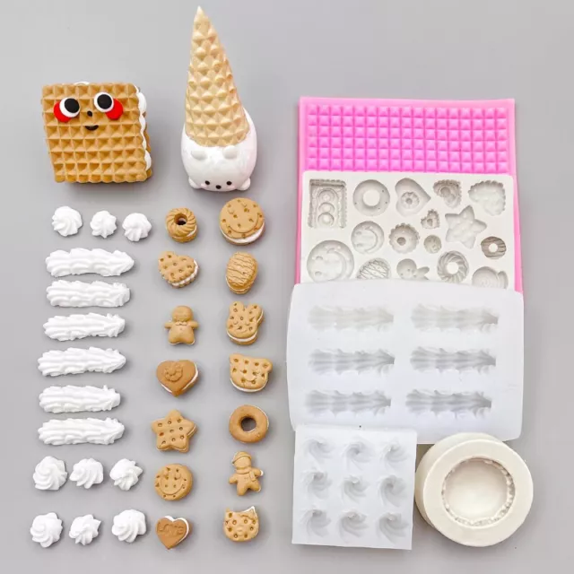 1:12 Scale Dollhouse Miniature Handmade Cookies Bread Dessert Silicone Mold Tool