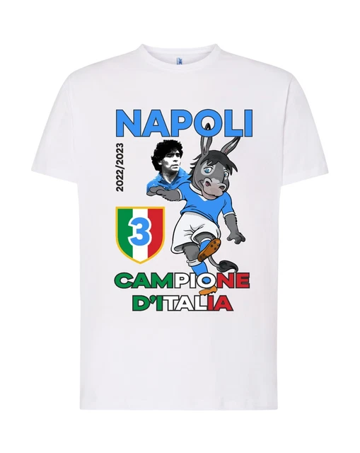 Maglietta T-Shirt Uomo Bambino celebrativa bianca Napoli campione d'Italia 3 