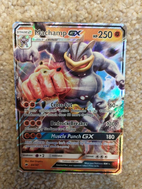 Pokemon Card Machamp GX - 64/147 Burning Shadows Half Art Ultra Rare Good Cond