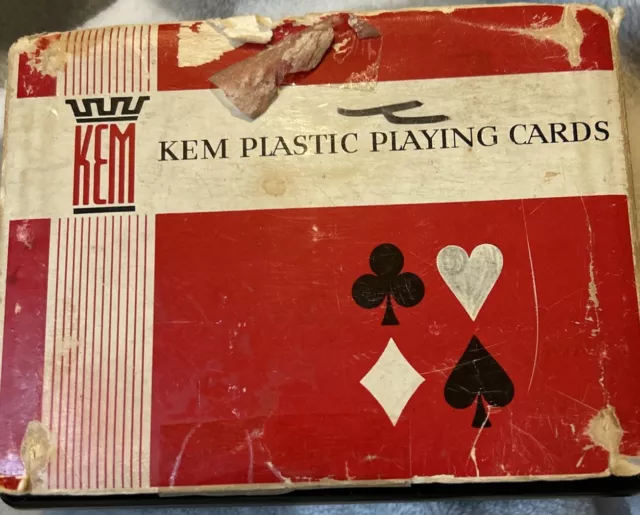 KEM Plastic Pinochle Cards Vintage Playing Cards 2 Decks Decor w/ Box