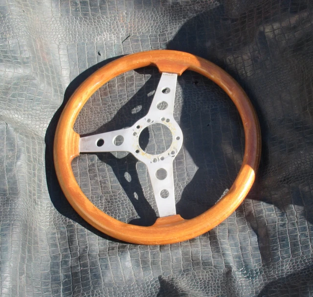 Vintage ITALY 13 1/ 2"  Wood Steering Wheel 3 Spoke Porsche CAMARO MUSTANG MOPAR