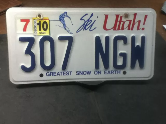 License Plate Vintage Utah "Greatest Snow On Earth" 307 NGW 2010 Rustic