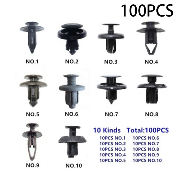 100pcs/Set Fender Bumper Push In Rivets Clip Fasteners Assortment Kit Supplies