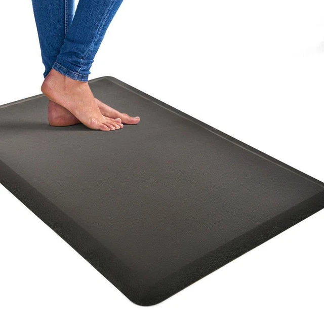 Anti Fatigue Kitchen Mat 17" x 28" Non-Slip Foam Black Office Workplace Floor