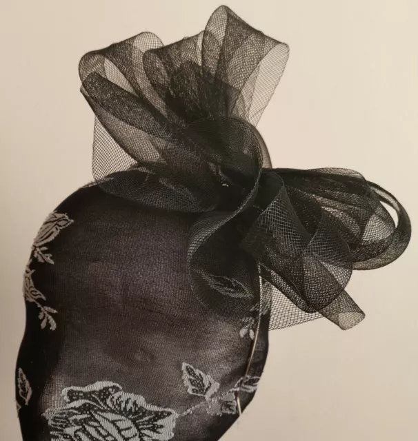 black crin fascinator headband headpiece wedding party piece race ascot funeral
