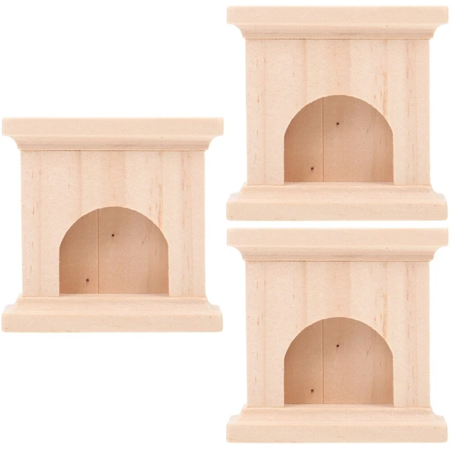 3 piezas Miniatura Chimenea de Madera Adorno Mini Casa Paisaje Decoración Casa de Muñecas D
