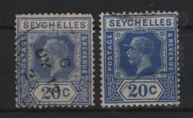 Seychelles King George V 20 c x 2 used