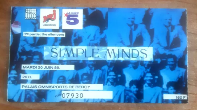 ticket billet used stub place concert SIMPLE MINDS 1989 PARIS