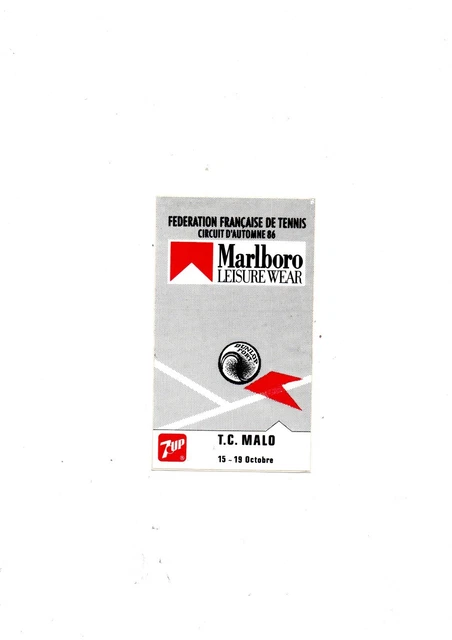 AUTOCOLLANT / STICKER Vintage MARLBORO FEDERATION FRANCAISE DE TENNIS FFT 86 TOP
