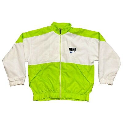 Nike BIG INCANTESIMO fuori tuta da ginnastica TOP giacca | Vintage 90s Sportswear Verde Bianco Vintage