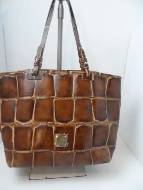 DOONEY & BOURKE Nile Croc Embossed Leather Brown Tote Shoulder Bag 11.5"x11x4.5