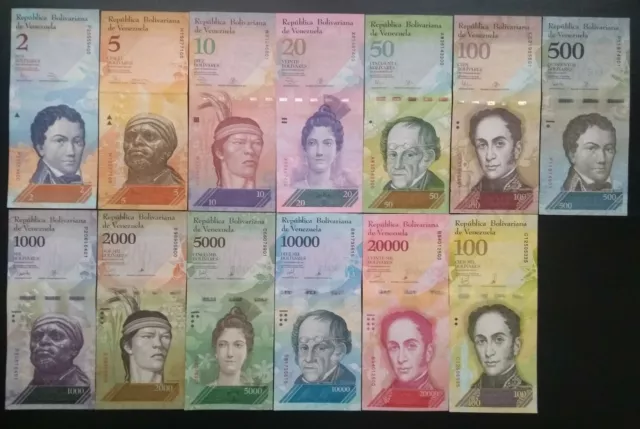 Venezuela Bolivare Fuerte Currency set 2008-17 (13 Pieces, 1 note of each) aUNC