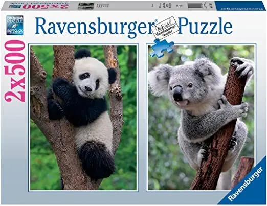 Ravensburger - puzzle mare e monti, 2x500 pezzi, puzzle adulti