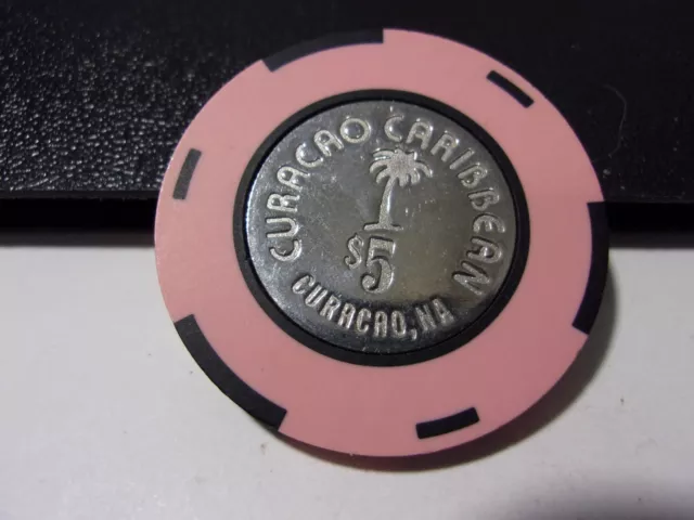 CURACAO CARRIBEAN CASINO $5 hotel casino gaming poker chip - Curacao, N.A.