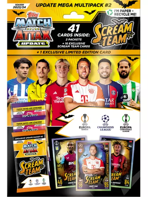 Match Attax , Football, UEFA Ligue 2024 Cartes, Mise à Jour Mega Lot #2
