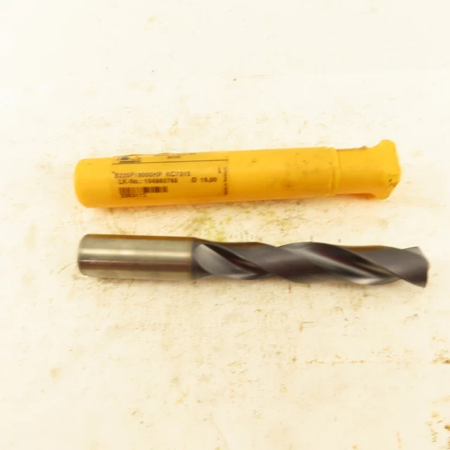Kennametal B225F19000HP 19mm Solid Carbide Coolant Fed 140° Jobber Drill Bit
