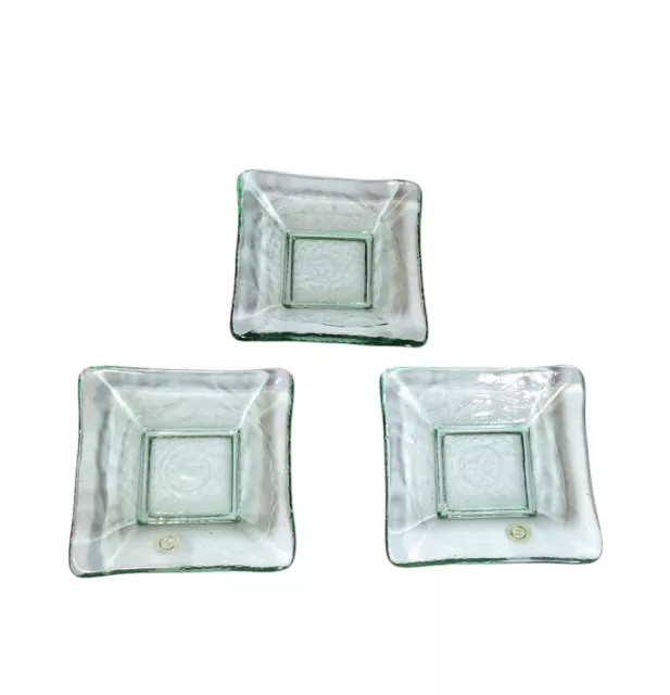 Set of 3 Square Recycled Glass 6”x6” Dishes Made in Spain
