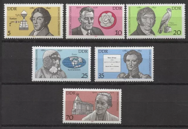 Germany DDR 1980 Sc# 2088-2093 Mint MNH famous Curie Clausewitz Wegener stamps