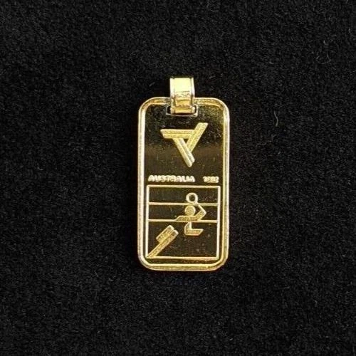 Fine Silver 999 Bar Ingot Pendant Badminton 1982 Commonwealth Games Gold Plated