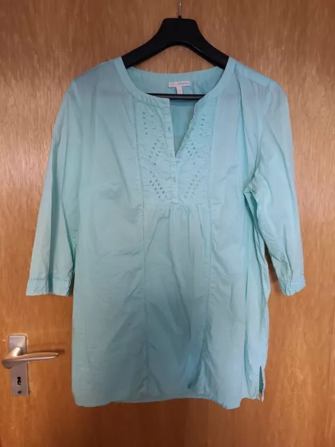 Charles Vögele Langarm Shirtbluse mit Chiffon Türkise  Gr.L~42