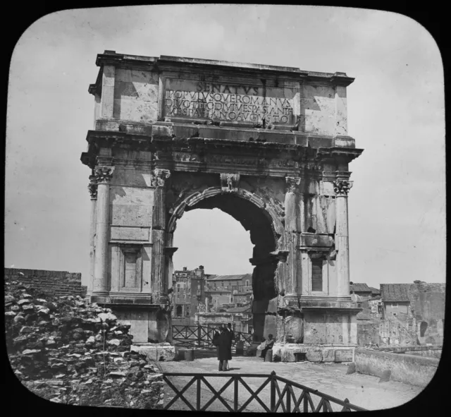 ANTIQUE Magic Lantern Slide ARCH OF TITUS ROME C1890 PHOTO ITALY ROMA PHOTOGRAPH