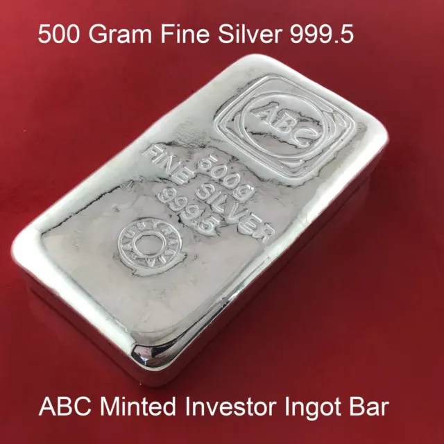 ABC Mint 500 Grams 999.5 Fine Silver Bullion Investor Ingot Bar Australian Made