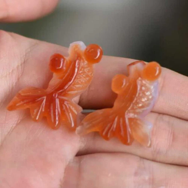 2pcs Natural Red agate Goldfish Gemstone Pendant Practice Handmade