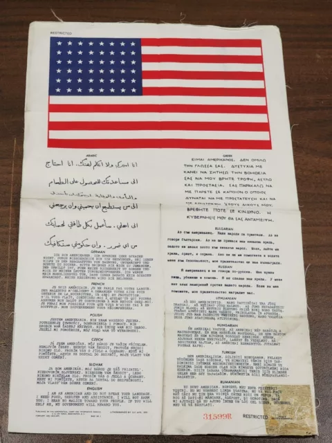 Original Korean War Era US Military Blood Chit USSR and Satellite (BC3)