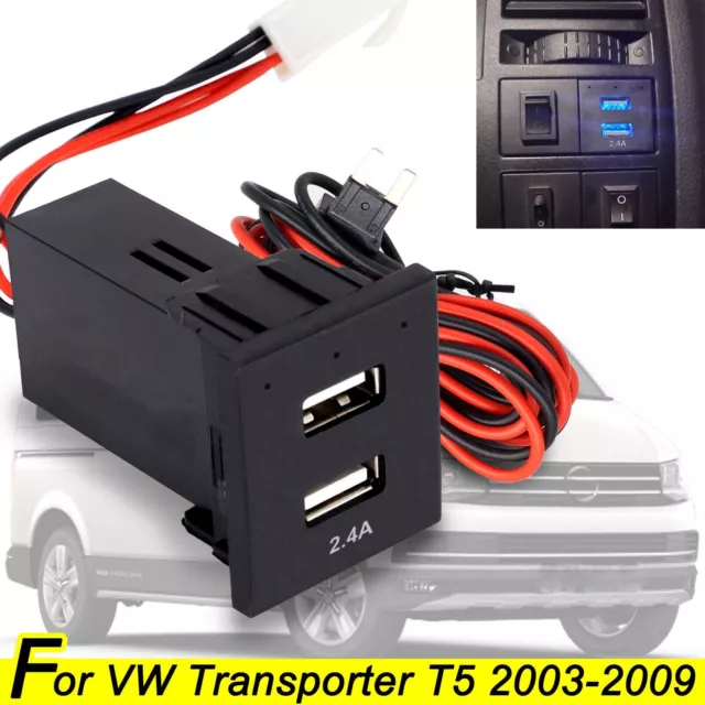 VW T5 TRANSPORTER Dual USB Phone Charger ASR Dash Blank Switch Van