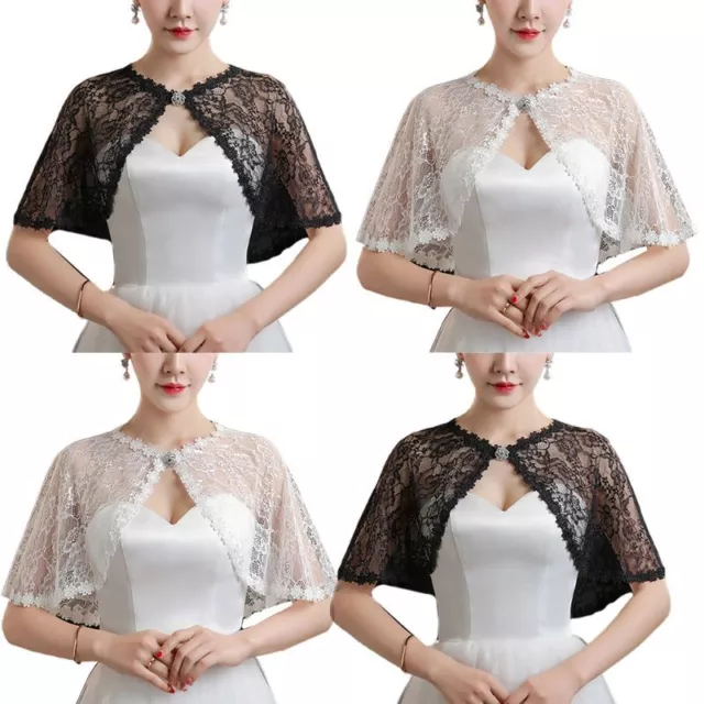 Wedding Bridal Floral Lace Wrap Shawl Prom Party for Buckle Sh