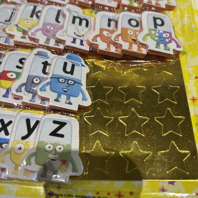 CBEEBIES ALPHABLOCKS ALPHABET set Letter Tiles & gold star stickers ...