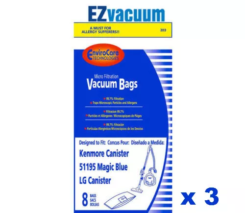 Sears Kenmore 20-51195 Type M Magic Blue Vacuum Cleaner Bags - 24 Bags Total