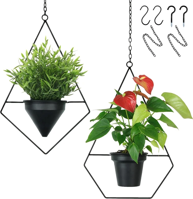 Blumentopf Hängend Schwarz - 2Er Set Blumenampel Innen Und Außen Wanddeko Metall