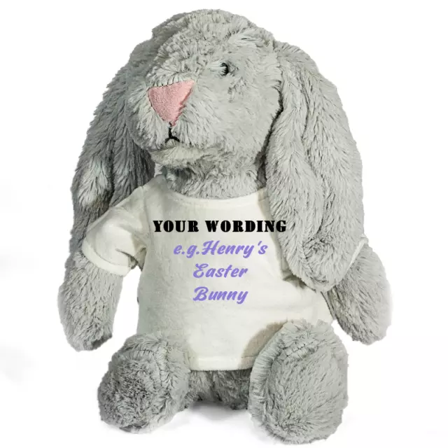 Peluche Sentir Tamaño Grande Gris rabbit Con Personalizado Impreso Camiseta