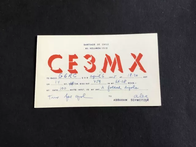Vintage QSL Radio communication card 1955 Chile   R37773