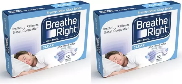 Breathe Right Nasal Strips Clear Small/Medium 10s | Instantly Relieves Pack of 2