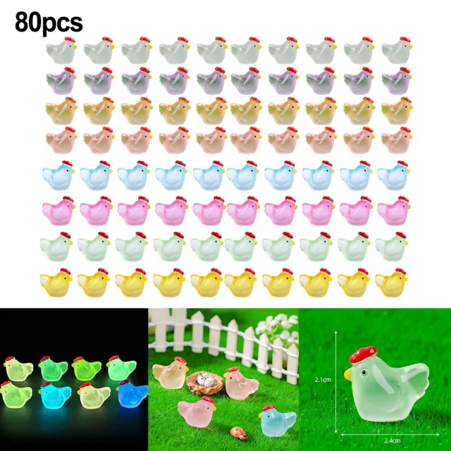 Vente en gros lot de figurines miniatures poulet brillant (80 pièces) en 8 coul