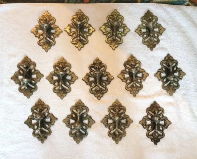 13 Vintage Large Ornate Cabinet Drawer Pulls Use for RESTORATION Projects 6"by4"