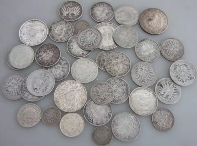 Konvolut 51 alte Silbermünzen Kaiserreich Deutsches Reich 1936E 1877H K111123BEE
