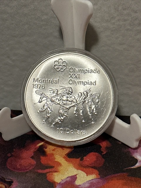 1976 CANADA Queen Elizabeth II Olympics Montreal EARLY SPORTS Silver $10 Coin