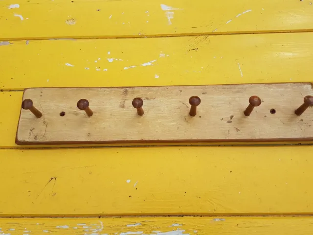 vintage shaker peg rack hook in original paint / kitchen  rack  Victorian pine